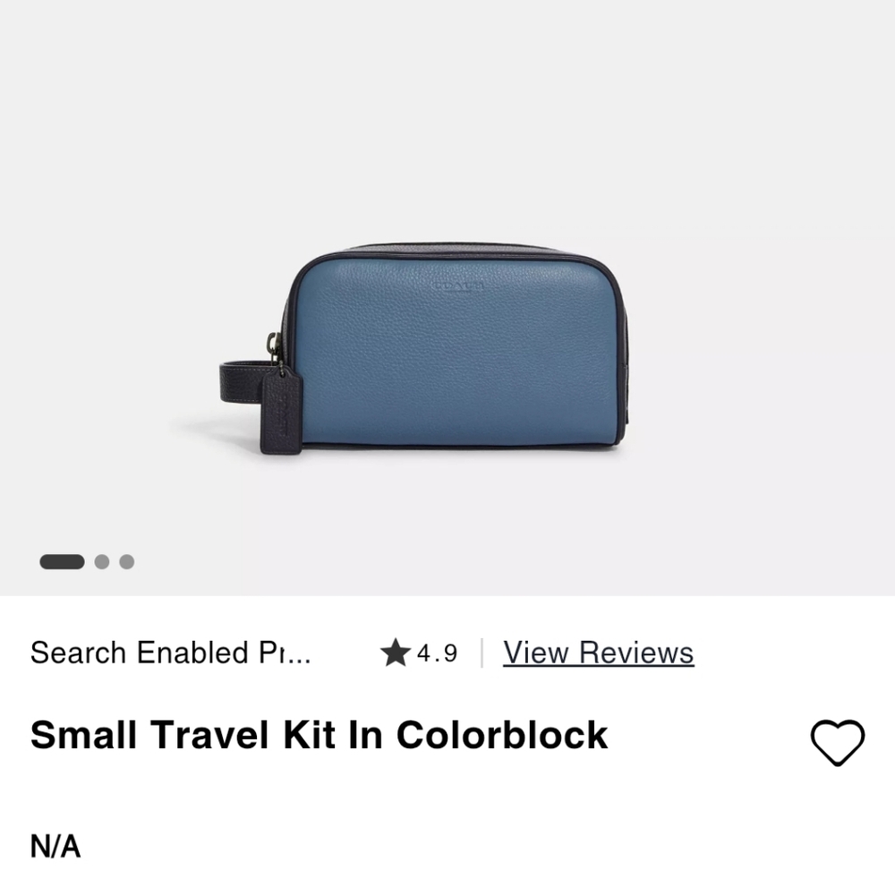 Coach Leather Travel Toiletry Organizer Makeup Hair Cosmetics Small Blue Bag - Picture 14 of 16